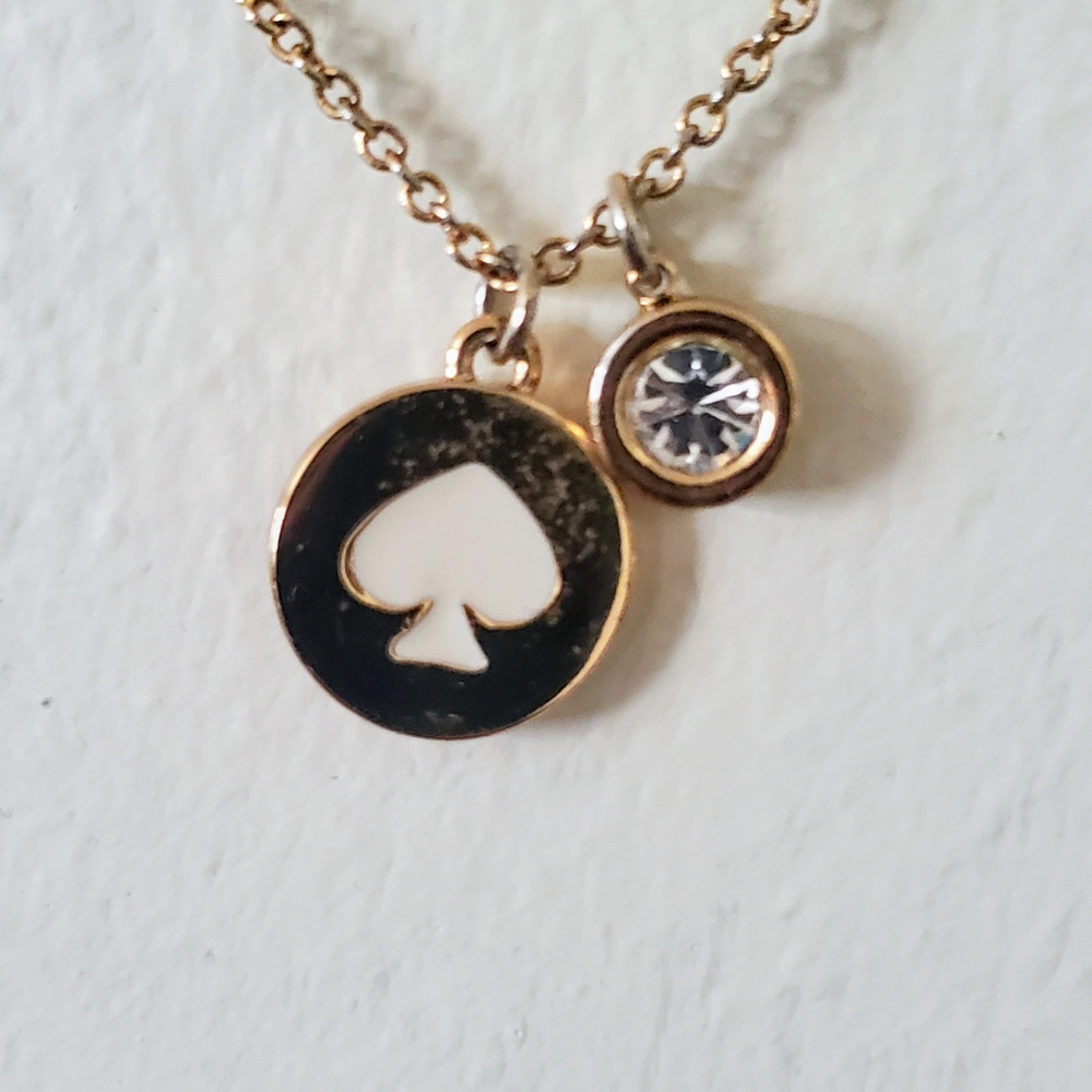 kate spade Gold-Tone Double Circle Pendant Necklace with Crystal